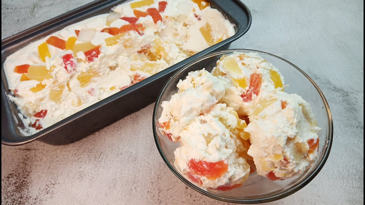 Fruit Cocktail Ice Cream 3 Ingredients Only Without Machine Youtube