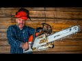 STIHL chainsaw. Taking down a birch