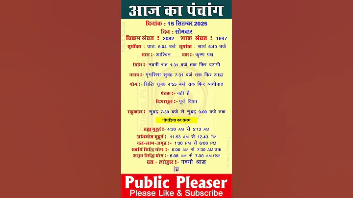 15 September 2025 आज का पंचांग | Aaj Ka Panchang #panchang #today #trending