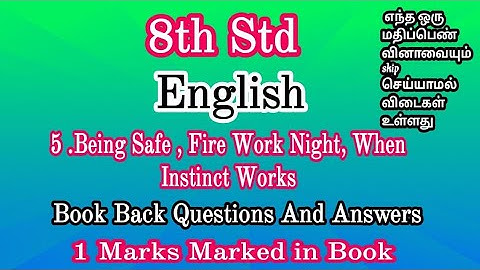 8th Std - English | Unit 5 Being Safe | Book Back Exercise