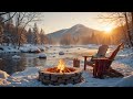 Peaceful Winter Riverside Campfire ❄️🔥 Soft Fire Sounds & Nature Ambience for Deep Relaxation
