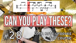 16th note drum groove with bass and snare drum beginner to intermediate syncopation #28