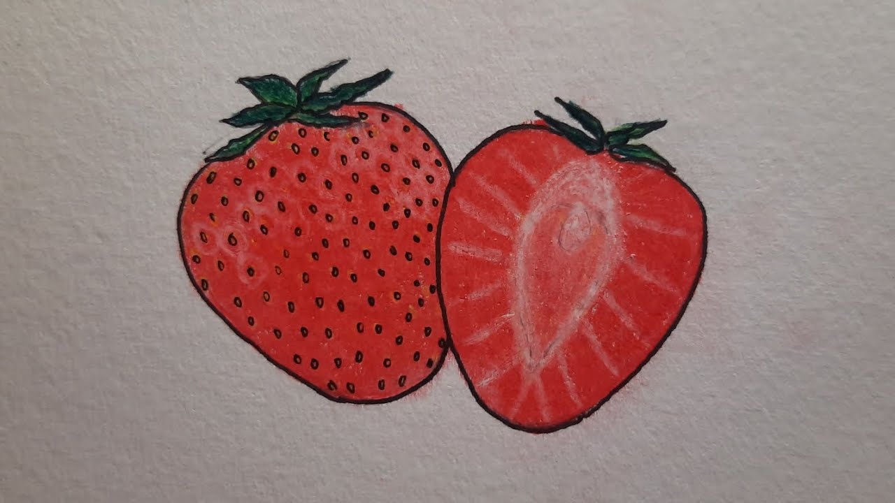 How to draw Strawberry l How to paint Strawberry using oil pastels l