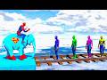 Long Slide Game With Elephant Gorilla Buffalo Hippopotamus Tiger - 3d Animal Game - Funny 3d Animals