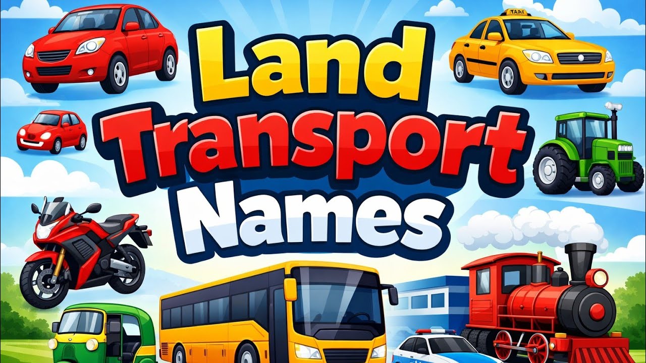 🚜 Types of Land Transport | English Vehicle Names with Pictures