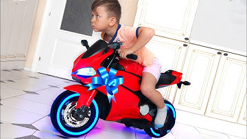 Funny Senya Ride on Sportbike Pocket bike Cross bike Unboxing Surprise toys for kids