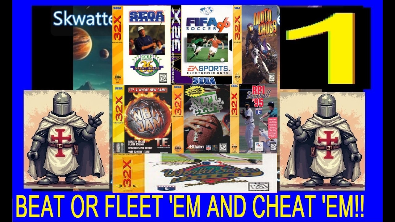 32X SPORTS GAMES – SEGA 32X - SKWATTER'S BEAT OR FLEET 'EM AND