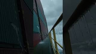 Container Ship Faces Double Rogue Waves in Open Ocean