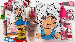 PAPER ASMR 💖🎀 Hello Kitty PINK skincare makeover Roblox