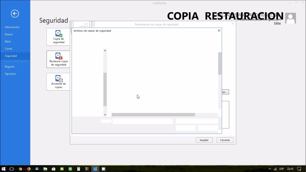 06 Contasol. Copia y restauracion de datos
