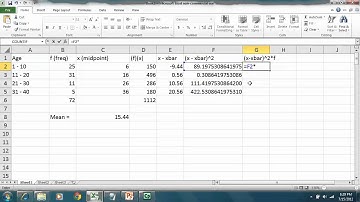 Statistics - Excel 2010 - Standard Deviation and Variance of a Frequency Distribution