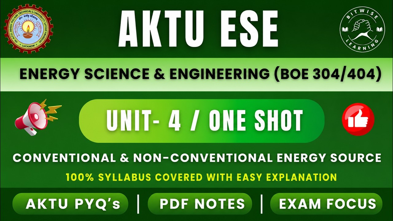 ESE Unit 4 One Shot | Conventional & Renewable Energy Sources | AKTU ...