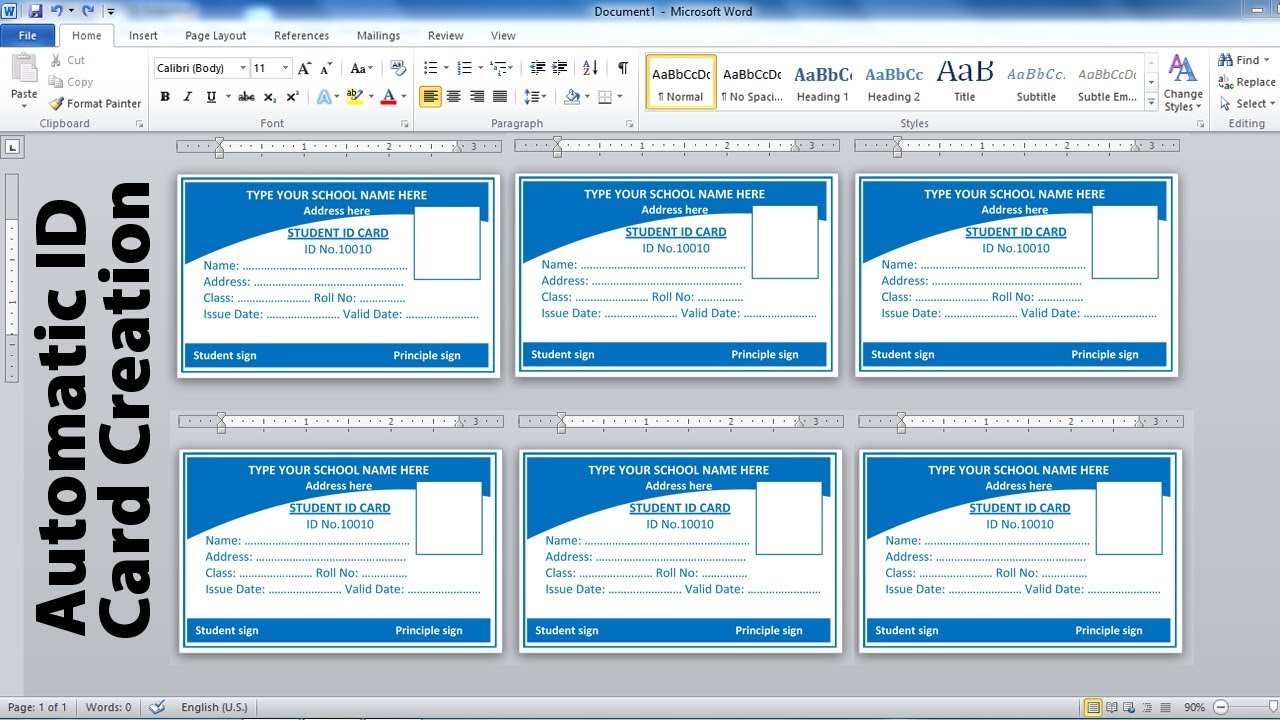 how to create id cards in microsoft word