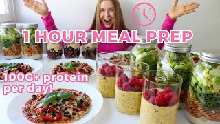 Healthy & High protein Meal Prep in 1 Hour | 100G+ protein per day!