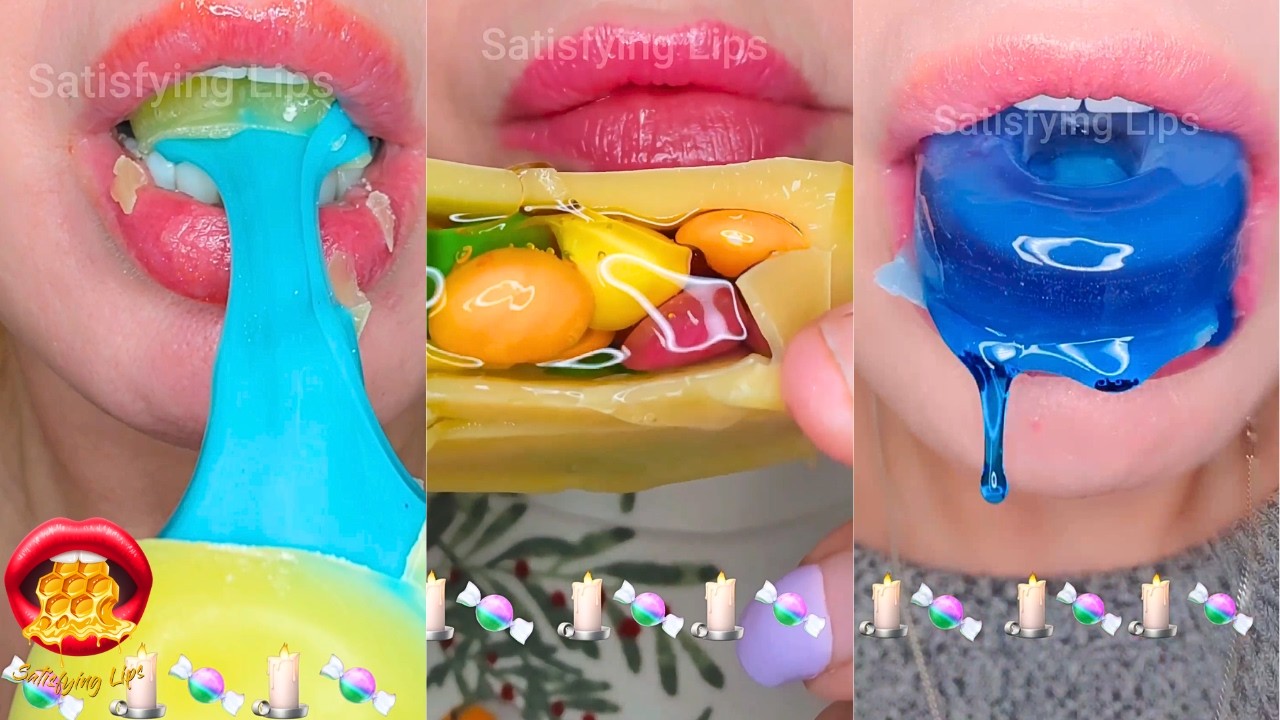 Satisfying ASMR Eating Frozen Honey Wax Candy Compilation Mukbang