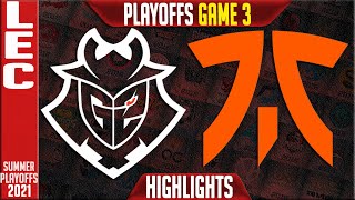 G2 vs FNC Highlights Game 3 | LEC Playoffs Summer 2021 Round 3 | G2 Esports vs Fnatic G3