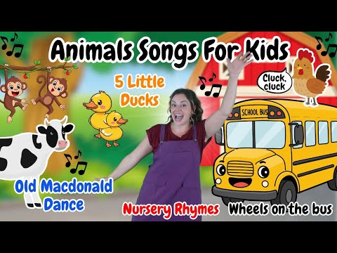 Farm Animal Songs for Kids | Wheels on the Bus + 10 More Nursery Rhymes with Miss Katie