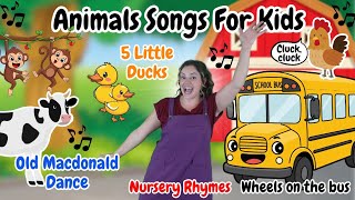 Farm Animal Songs for Kids | Wheels on the Bus   10 More Nursery Rhymes with Miss Katie