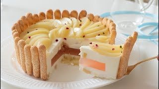 桃のシャルロットケーキの作り方＊卵1個シリーズ#4 Peach Charlotte Cake｜HidaMari Cooking