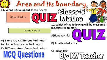 QUIZ / Area and its Boundary / Class-5 EVS / Extra important MCQ question answer by KV Teacher TEST