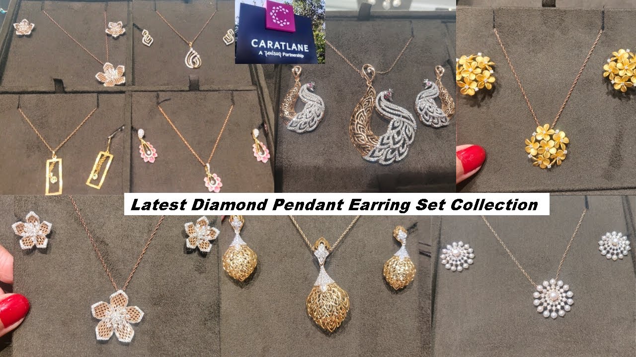 Buy Chic Leaf Pattern Diamond Pendant and Earrings Set at Best Price |  Tanishq UAE