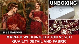 Maria B Mbroidered Unboxing D9 Maroon Saree Wedding Edition Vol 3 2017 - Maya Ali Mann Mayal Hum Tv