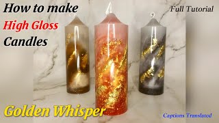 How to make HIGHGLOSS Golden Whisper Candles~ Full tutorial (Captions Translated) 土耳其鎏金蜡烛制作