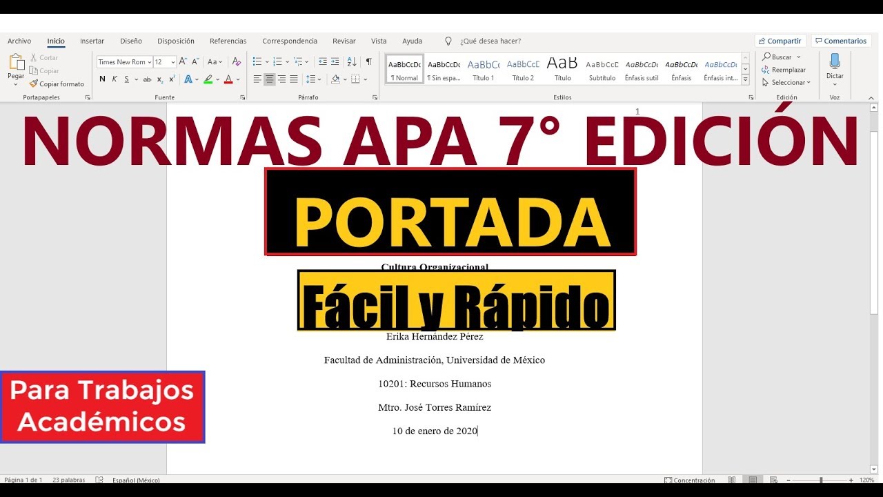 ELABORA UNA PORTADA EN WORD FÁCILMENTE SEGÚN NORMAS APA SÉPTIMA EDICIÓN  -7ma-. | TRABAJOS ACADÉMICOS - thptnganamst.edu.vn