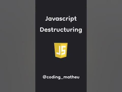 Destructuring in Javascript - YouTube