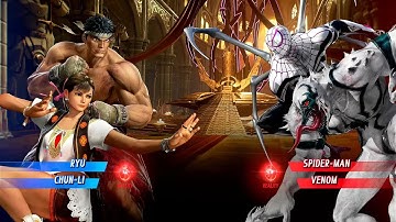 Ryu & Chun Li VS White Venom & Spiderman (Very Hard) - Marvel VS Capcom Infinite