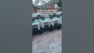 The Sights & Sounds of Miami! An army of food delivery robots preparing for the day. #food #robots