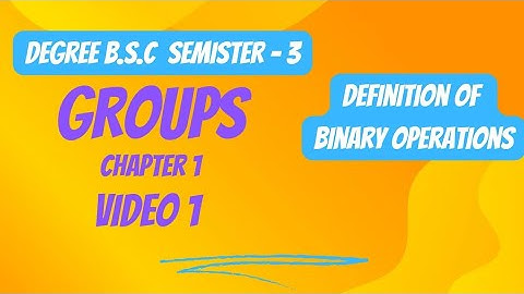 || ABSTRACT ALGEBRA || CHAPTER-1 || GROUPS || DEFINITION TO BINARY OPERATION ||