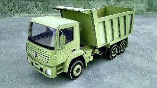 How To Make RC Bharat Benz Tipper Truck From Cardboard | homemade rc bharatbenz 10 wheel dump truck