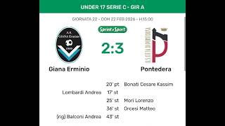 U17 (2009)_CAMPIONATO NAZIONALE_SERIE C_GIR A_22^ G_22.02.2026_GIANA vs PONTEDERA 2-3