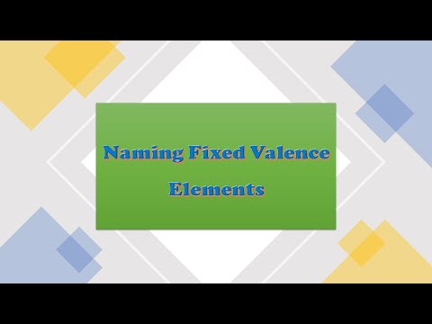 Chapter 4 (Naming Fixed valence elements)