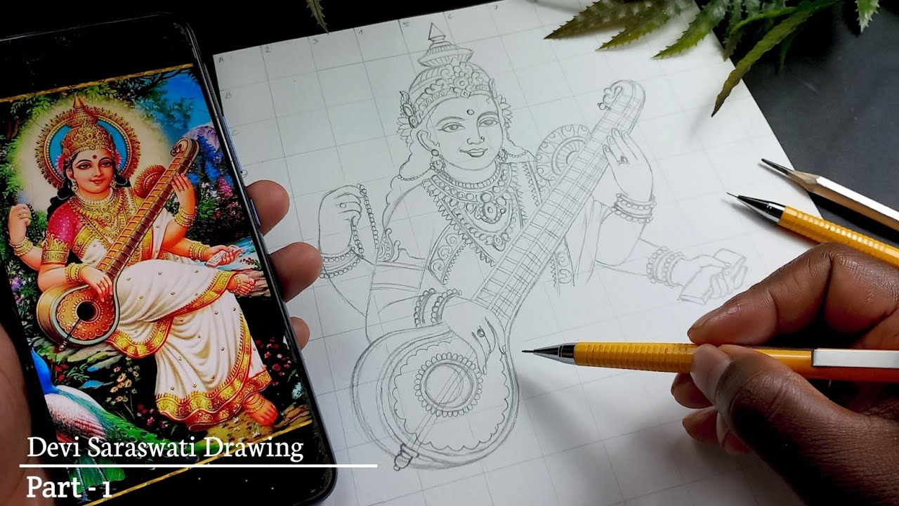 Drawing Saraswati Maa ✍️ - YouTube