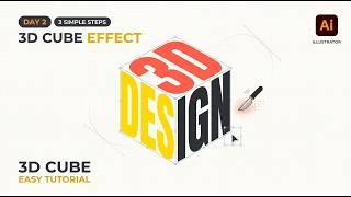3D Cube Text Effect in Adobe Illustrator 🧊 | Day 2 Tutorial #shorts