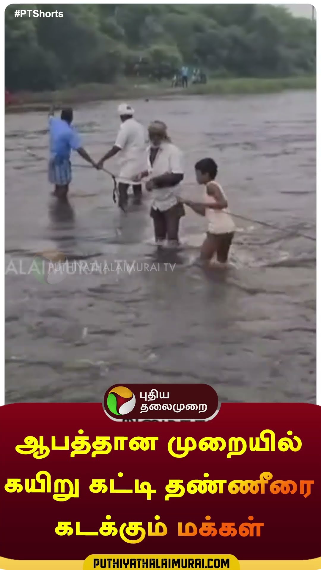 ஆபத்தான முறையில் கயிறு கட்டி தண்ணீரை கடக்கும் மக்கள் | #shorts | #tiruvanamalai | #flood