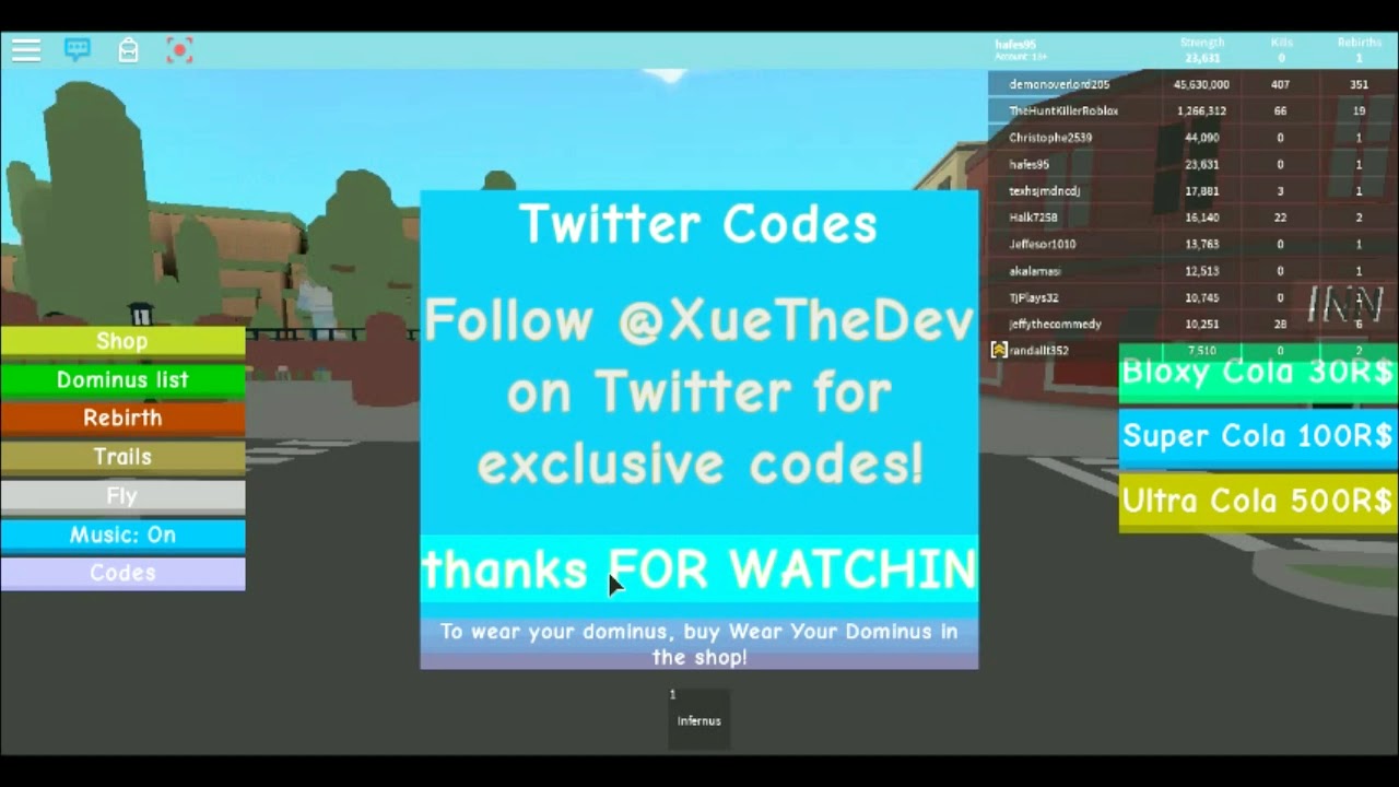 Codes Dominus Lifting Simulator Roblox