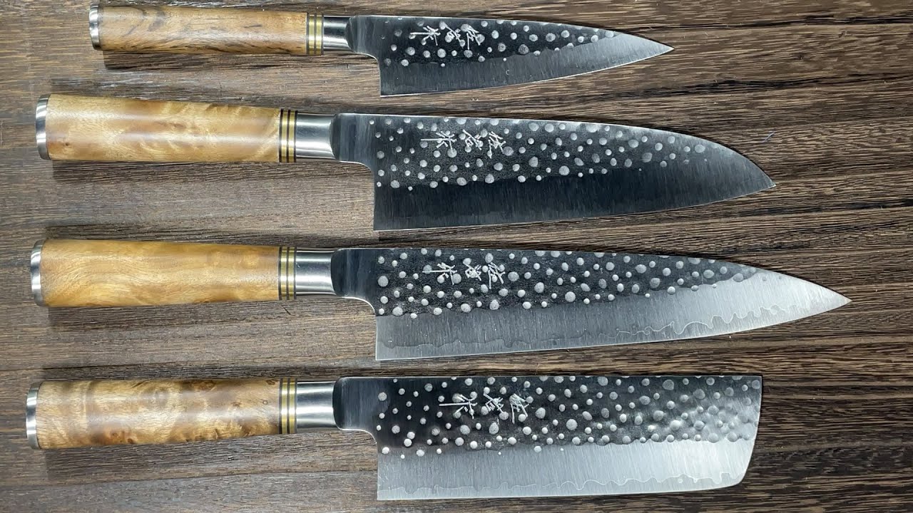 Takeshi Saji R2 Mirror Hammered Chef's Knife Series with Karin