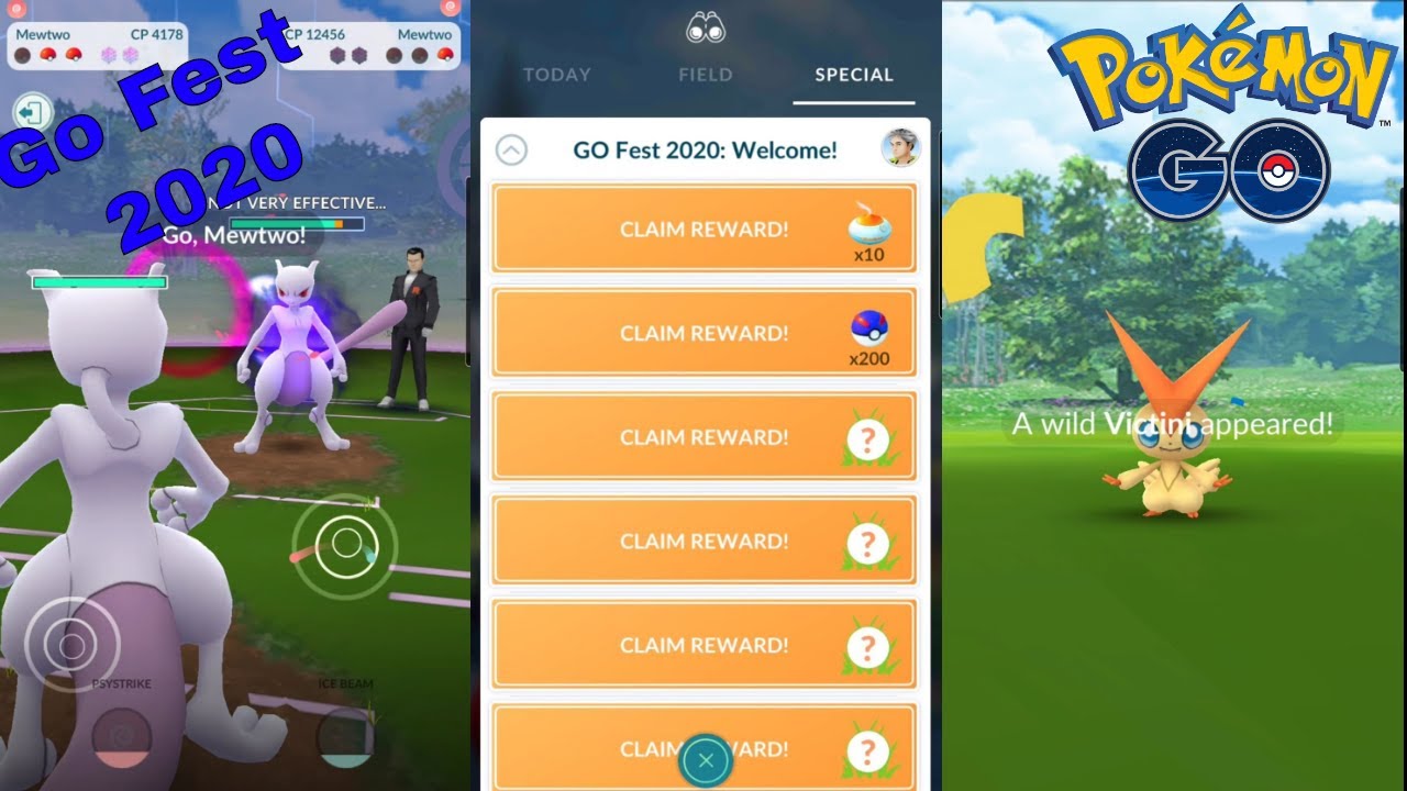 Pokémon GO Fest 2020 día 2: mewtwo oscuro y victini recompensas en