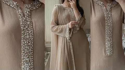 designer dress making at home designer neckline recreating Embroidered neckline Tutorial