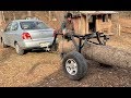 #15 - DIY Log Arch and TINY Car vs Truck and Tractor Moving BIG LOG