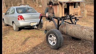#15 - DIY Log Arch and TINY Car vs Truck and Tractor Moving BIG LOG