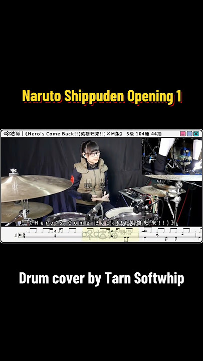 Naruto Shippuden OP1 - HERO'S COME BACK drum  #narutoshippuden #naruto #animeopening  #narutocosplay