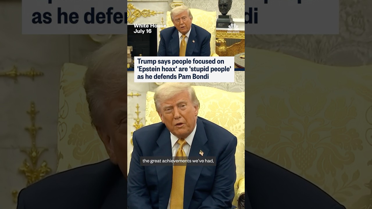 Trump says people focused on ‘Epstein hoax’ are ‘stupid people’ as he defends Pam Bondi