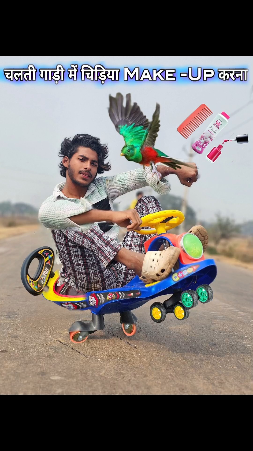 गाड़ी में चिड़िया?का Makeup की!#comedy #bird #funny