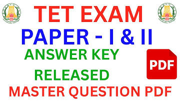 TNTET EXAM ANSWER KEY PUBLISHED | MASTER KEY PDF |