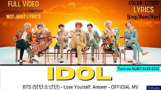 BTS 방탄소년단 - IDOL MV [SUB] Color Coded Lyrics (가사)  English/Korean
