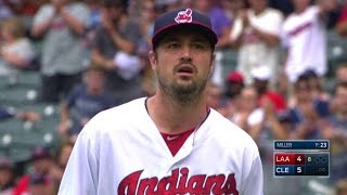LAA@CLE: Miller strikes out Pujols for third out